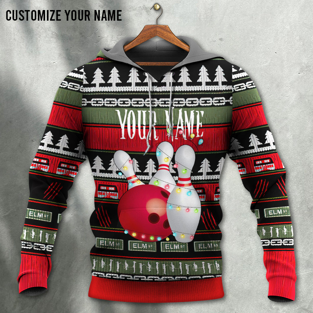 Christmas Bowling Custom Art – 3D Hoodie