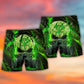 Skull Mask Green Lighting - Beach Short - BAES06NDN080622 - Owls Matrix LTD
