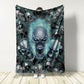 Skull Blue Flame Screaming Flannel Blanket For Soft Bed Couch And Home Comfort