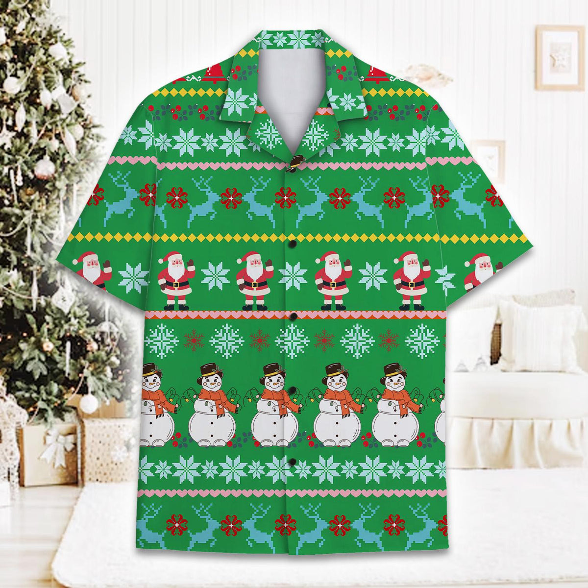 Funny Santa Snowman Christmas Ugly Sweater – Hawaiian Shirt