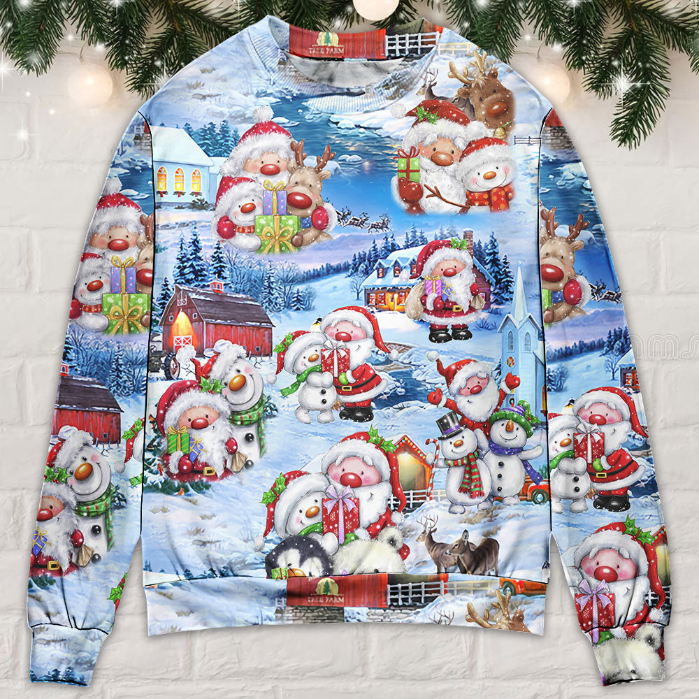 Santa And Snowman Christmas Holiday – Sweater - Ugly Christmas Sweater