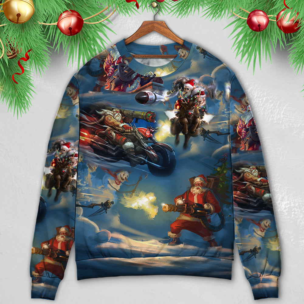 Christmas Santa Action Adventure Style – Sweater - Ugly Christmas Sweater
