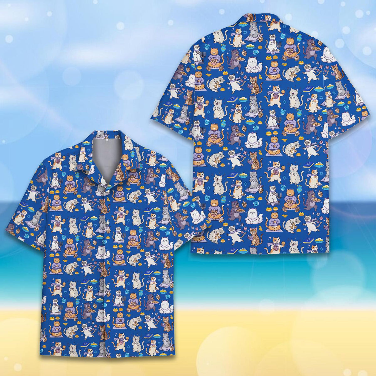 Hanukkah Cat Menorah Dreidel Jewish Holiday 2 – Hawaiian Shirt