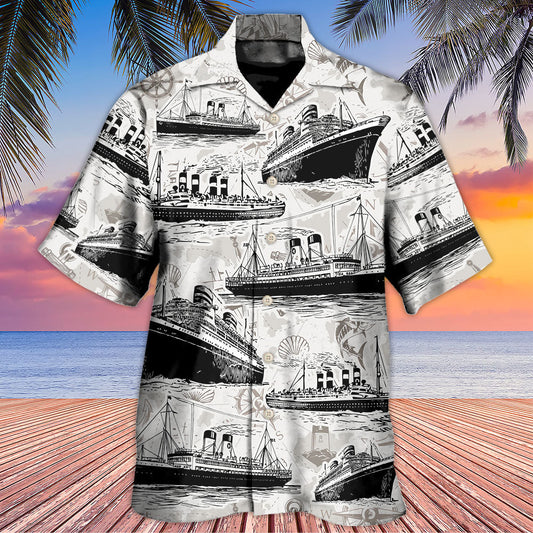 Retro Cruise Sea Map Nautical Art – Hawaiian Shirt