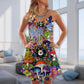 Hippie Mushroom Aliens Stay Hippie – Women's Summer Sleeveless V-Neck Camisole Dress