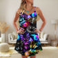 Cat Playing Golf Neon Lightning – Women's Summer Sleeveless V-Neck Camisole Dress