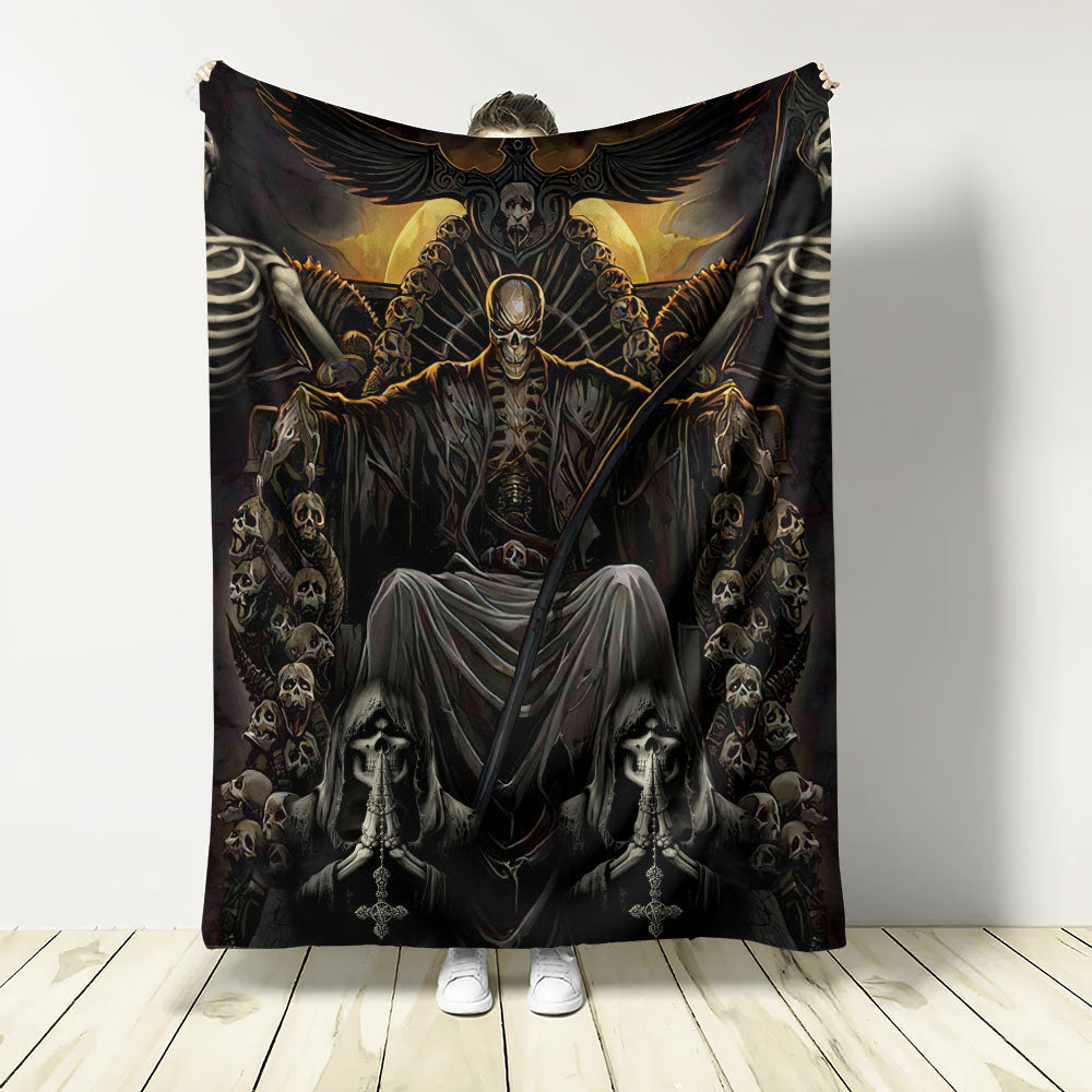 Skull Grim Reaper Dark Flannel Blanket For Soft Bed Couch And Home Comfort