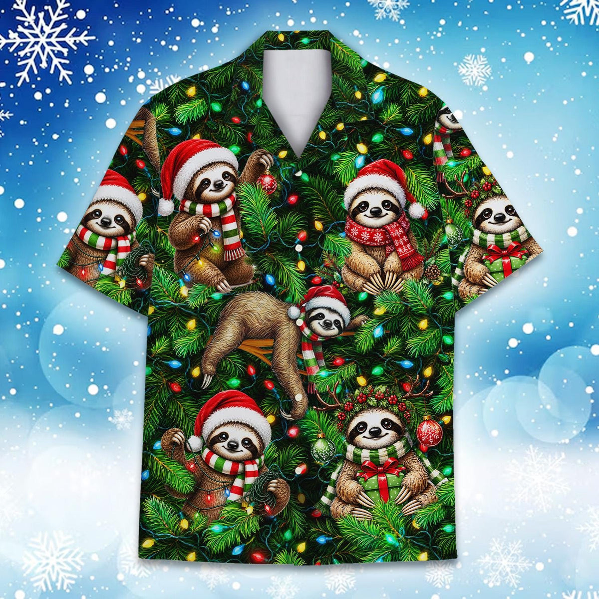 Christmas Santa Sloth Cute Holiday – Hawaiian Shirt