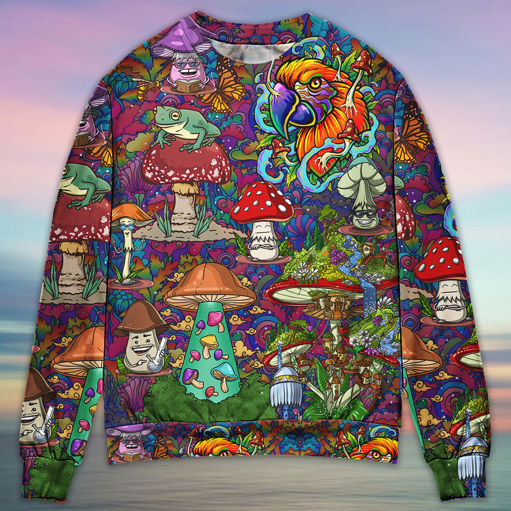 Hippie Mushroom Peace Lover Art – Sweater - Ugly Christmas Sweater
