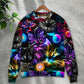 Golf Playing Cat Neon Lightning Art – Sweater - Ugly Christmas Sweater