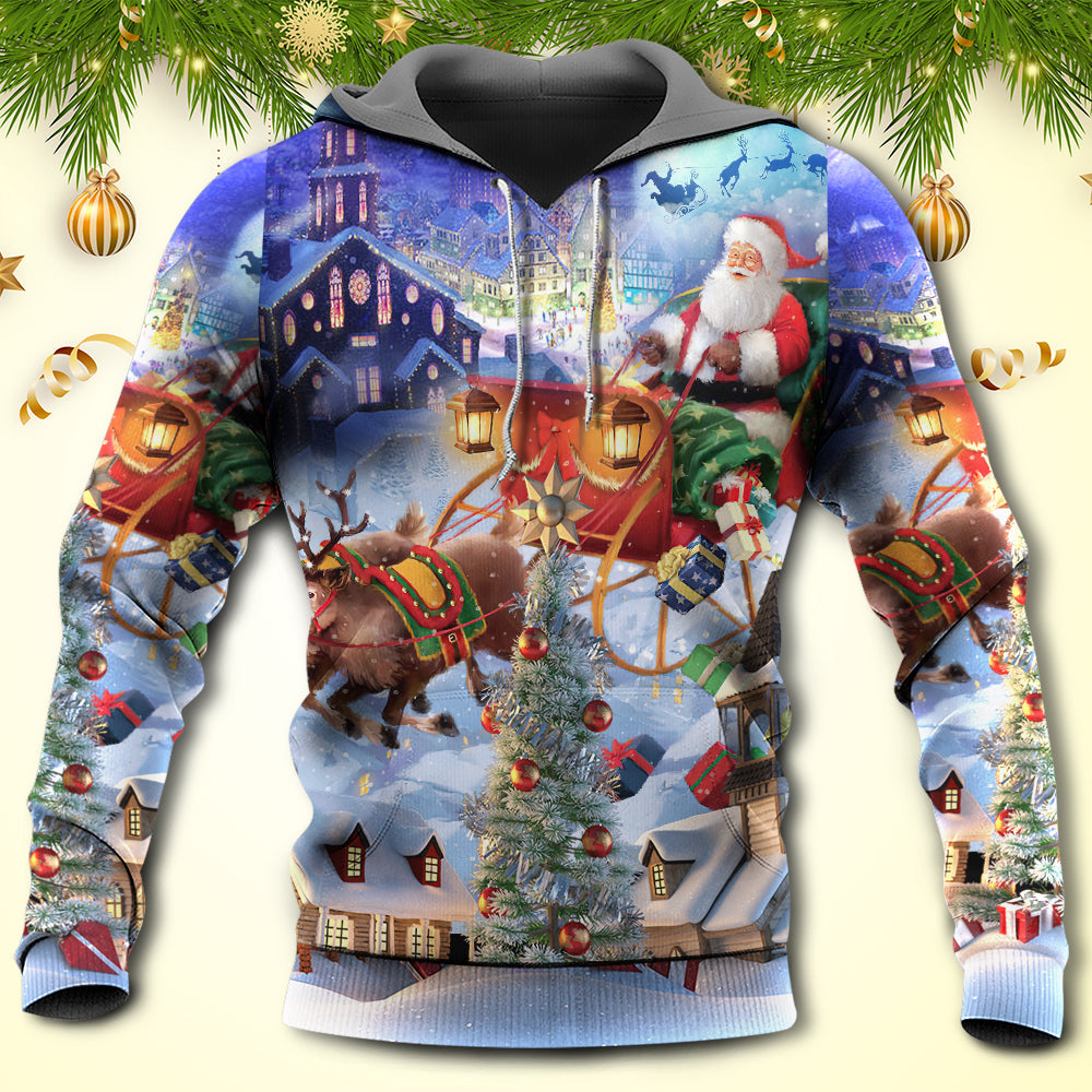 Christmas Reindeer Gift Glow Art – 3D Hoodie