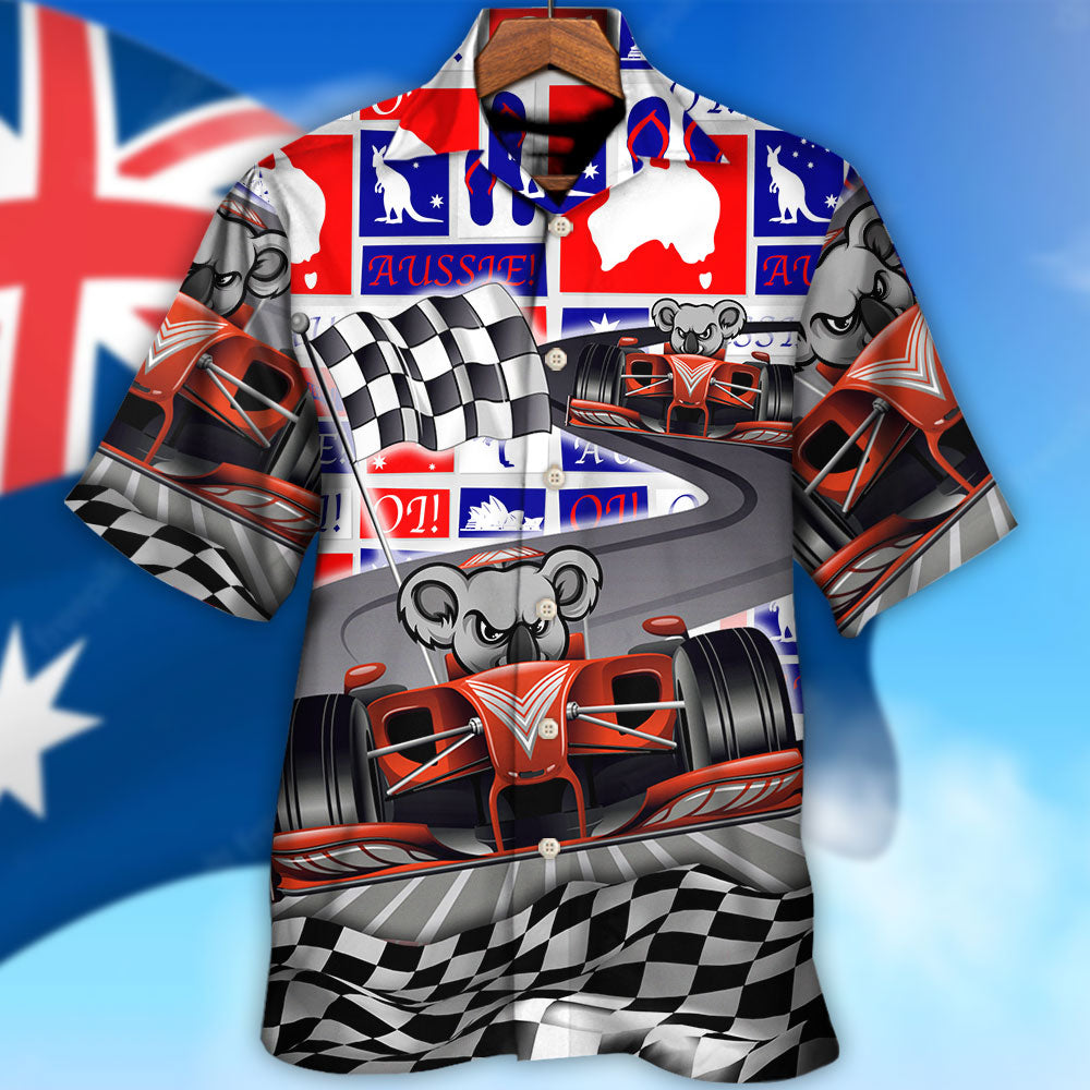 Koala Racing Car Australian Vibe - Hawaiian Shirt