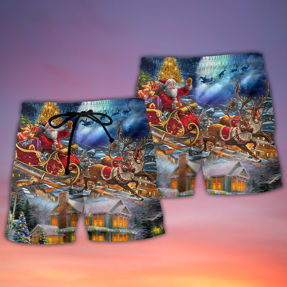 Santa Snowman Family Love Holiday – Beach Short