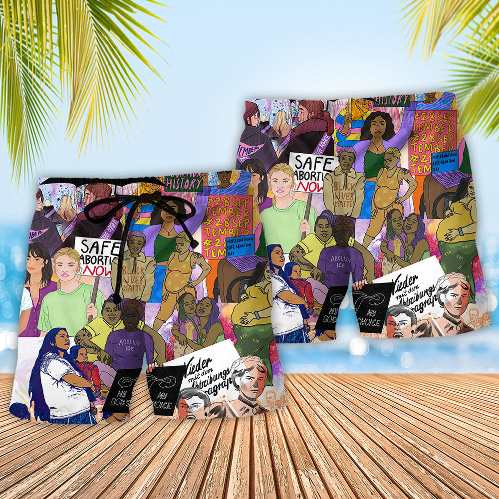 Anti Abortion, My Body, My Choice - Beach Short - Owls Matrix LTD