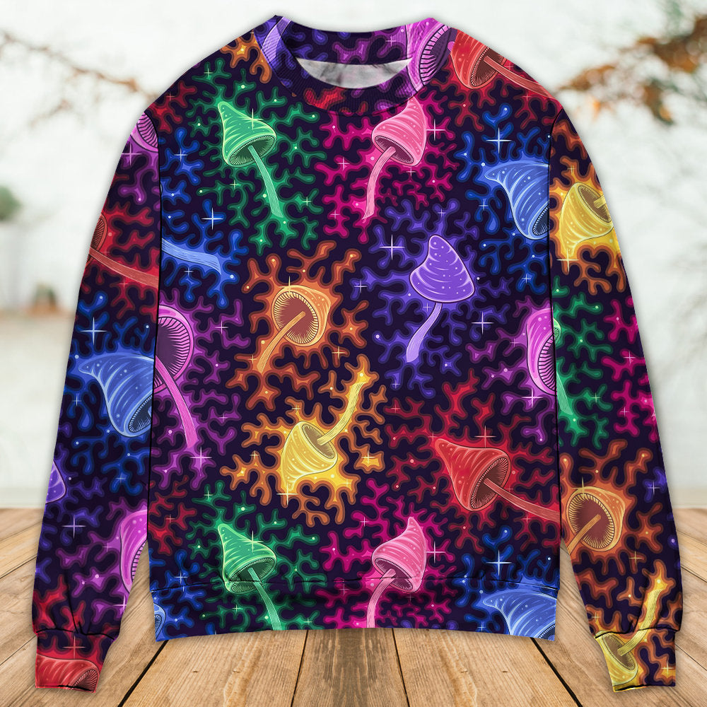 Galaxy Rainbow Mushroom Colorful Art – Sweater - Ugly Christmas Sweater