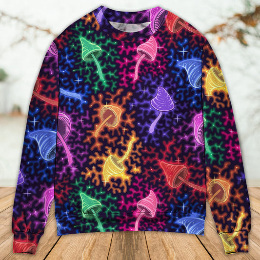 Galaxy Rainbow Mushroom Colorful Art – Sweater - Ugly Christmas Sweater