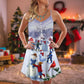 Children Snowman Christmas Town – Women's Summer Sleeveless V-Neck Camisole Dress