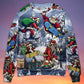 Christmas Santa Skateboarding Snow Mountain Light Art – Sweater - Ugly Christmas Sweater