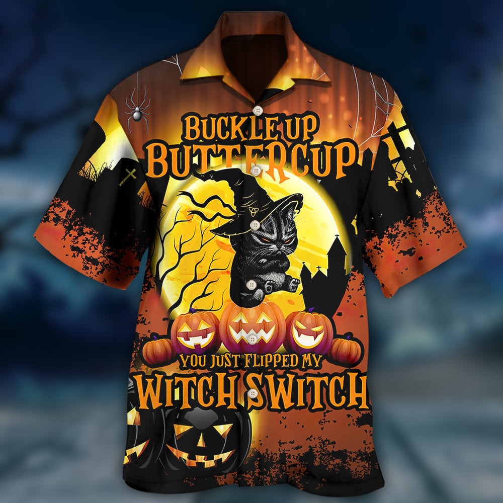 Halloween Cat Buckle Up Buttercup Funny - Hawaiian Shirt