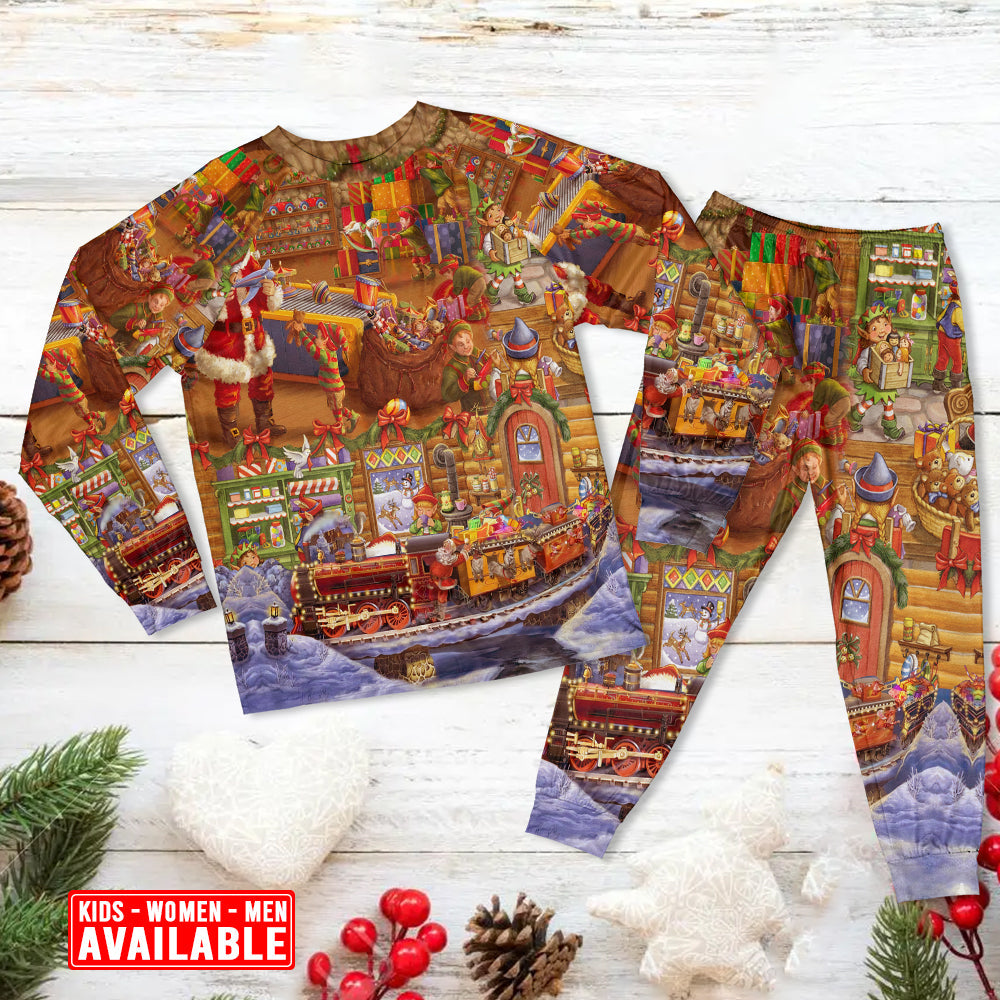Christmas Santa And Happiness - Pajamas Long Sleeve - Owls Matrix LTD