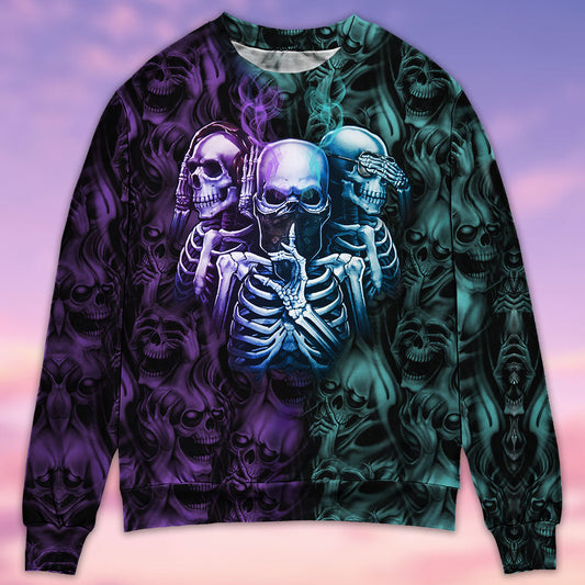 Skull See No Evil Style Art – Sweater - Ugly Christmas Sweater