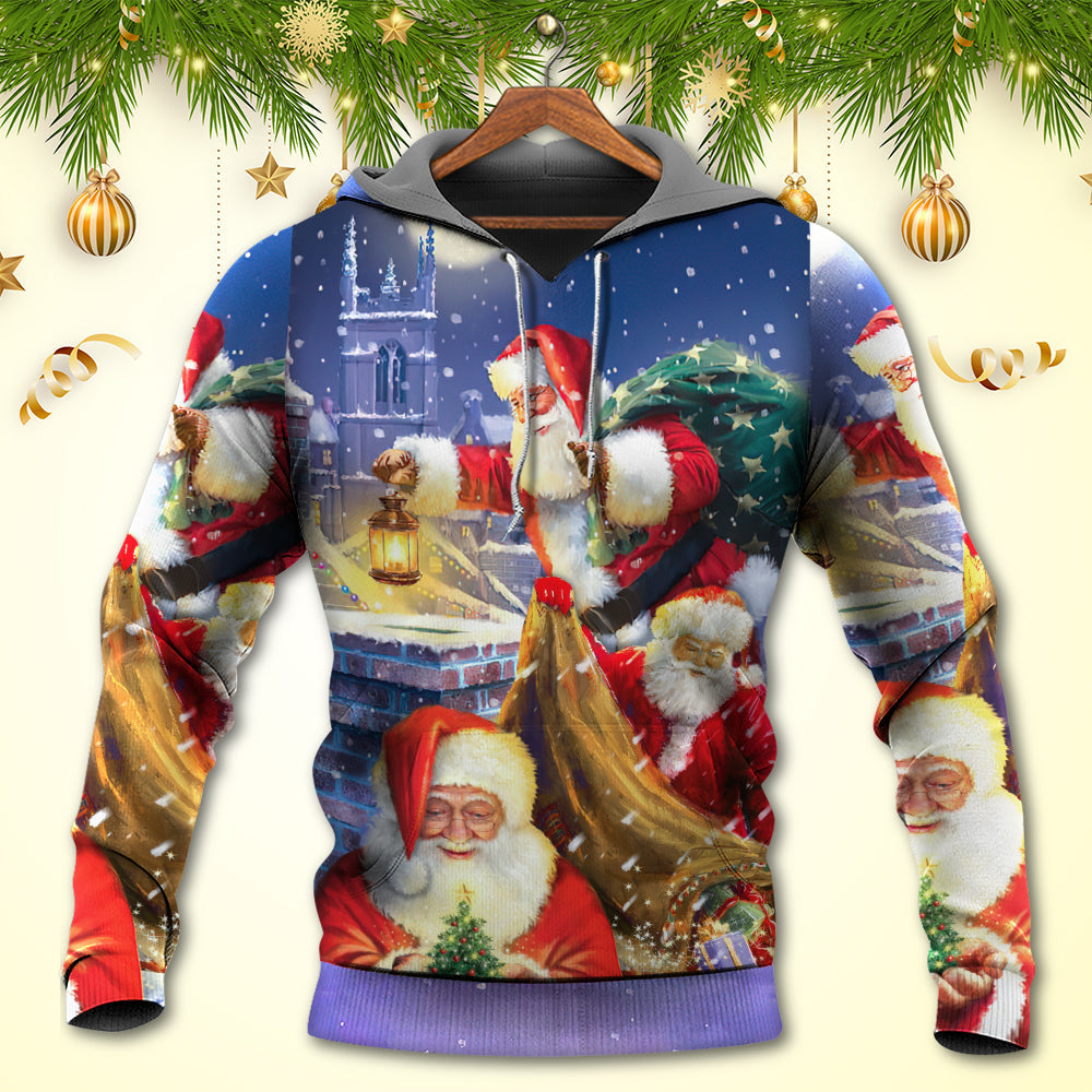 Funny Santa Rooftop Art - 3D Hoodie