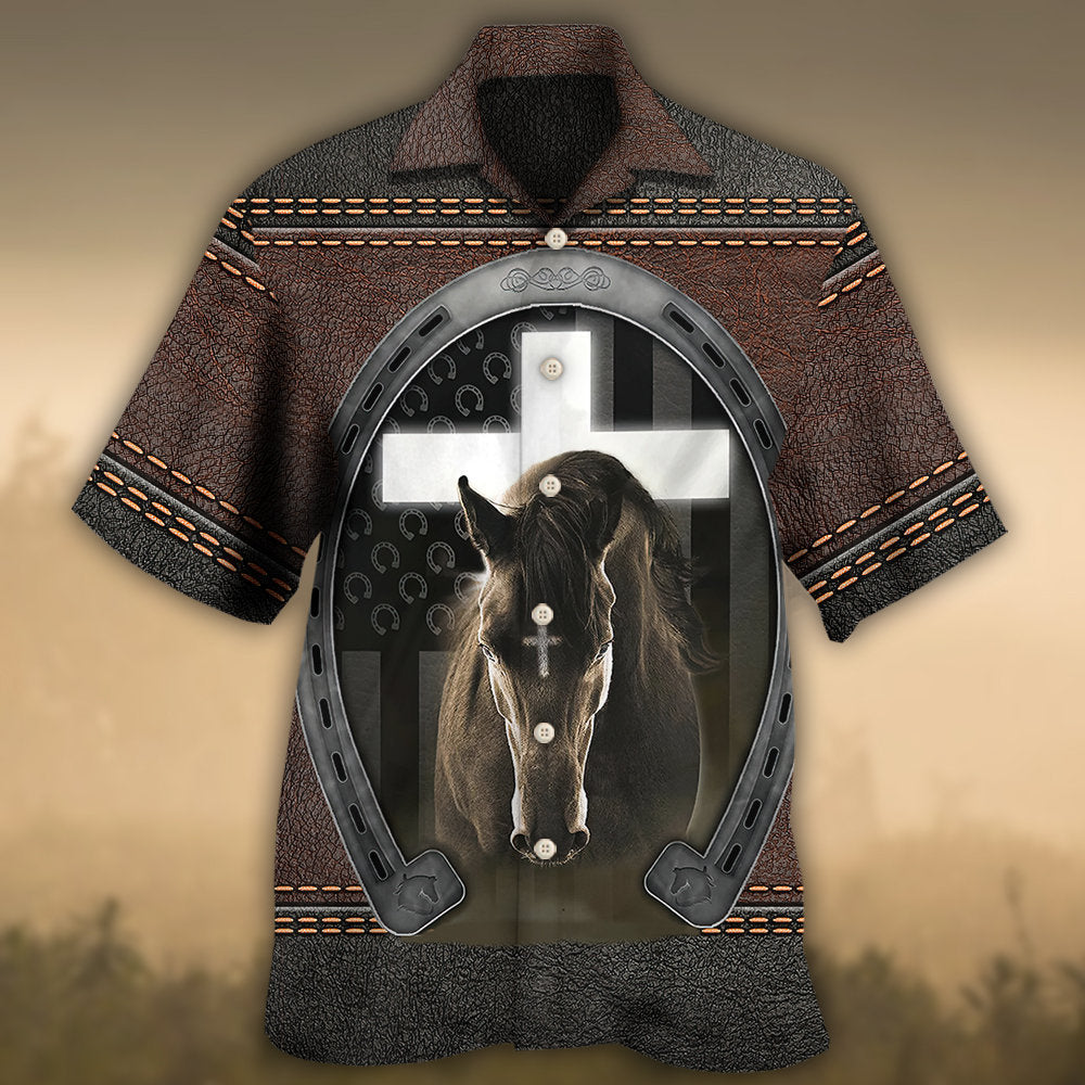 Horse Life Faith Western Leather Style - Hawaiian Shirt