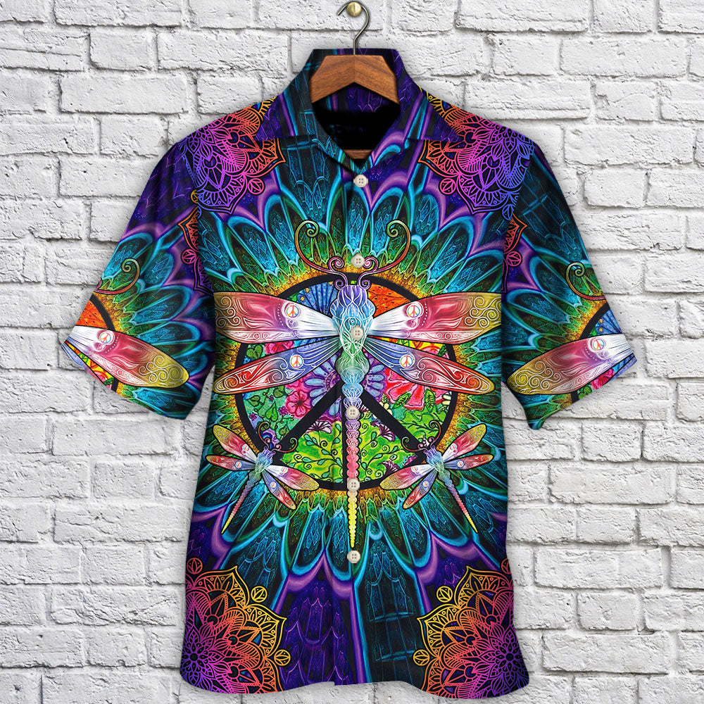 Colorful Dragonfly Mandala Peace Art – Hawaiian Shirt