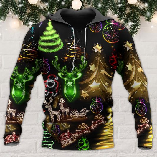Christmas Neon Tree Snowman Art - 3D Hoodie