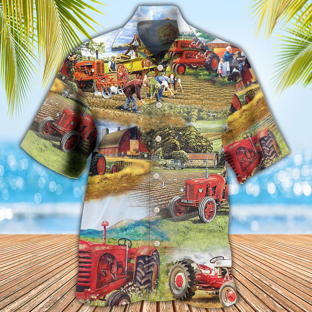 Farm Tractor Rustic Painting Art – Hawaiian Shirt