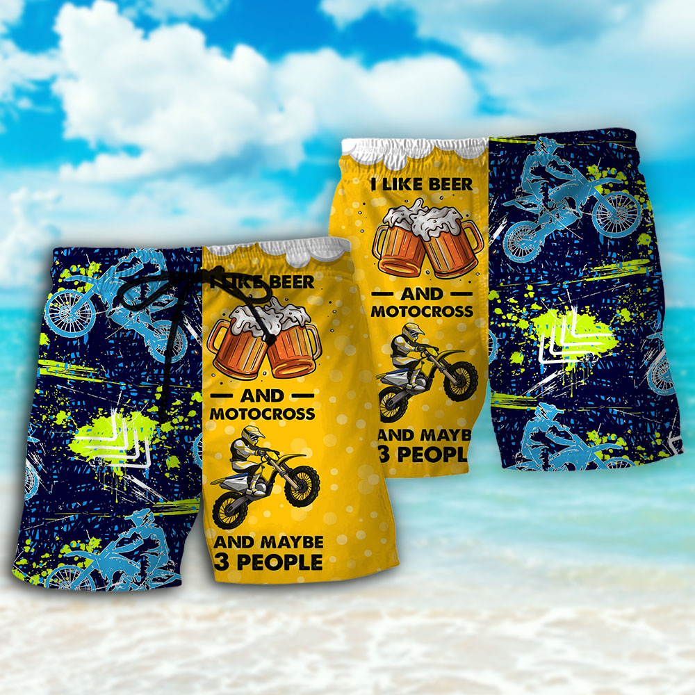 Beer I Like Beer And Motocross - Beach Short - Owls Matrix LTD