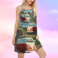 Hippie Van Beach Life – Women's Summer Sleeveless V-Neck Camisole Dress