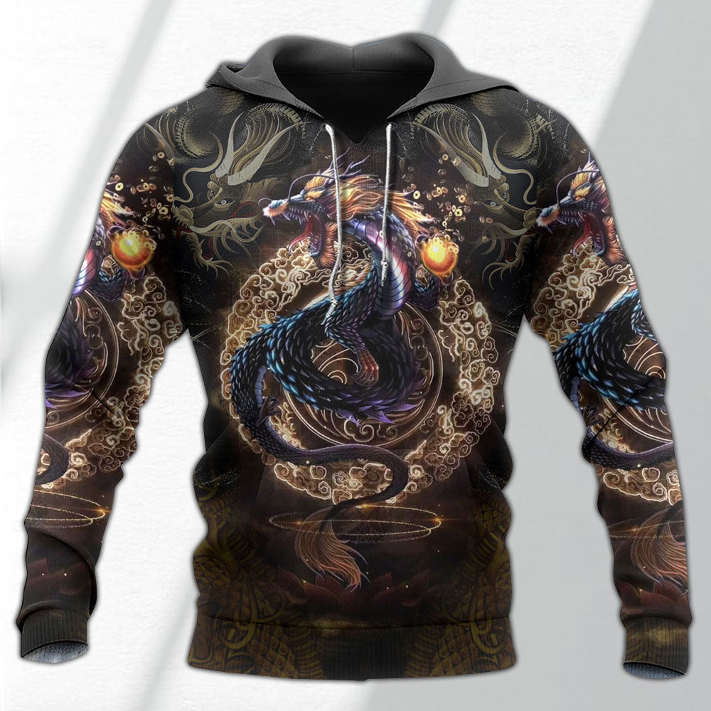 Golden Japanese Dragon - 3D Hoodie