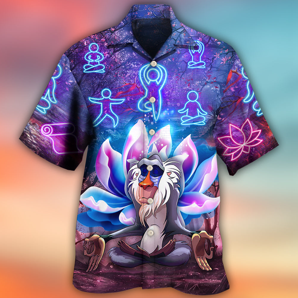 Neon Mandrill Monkey Yoga Lotus - Hawaiian Shirt