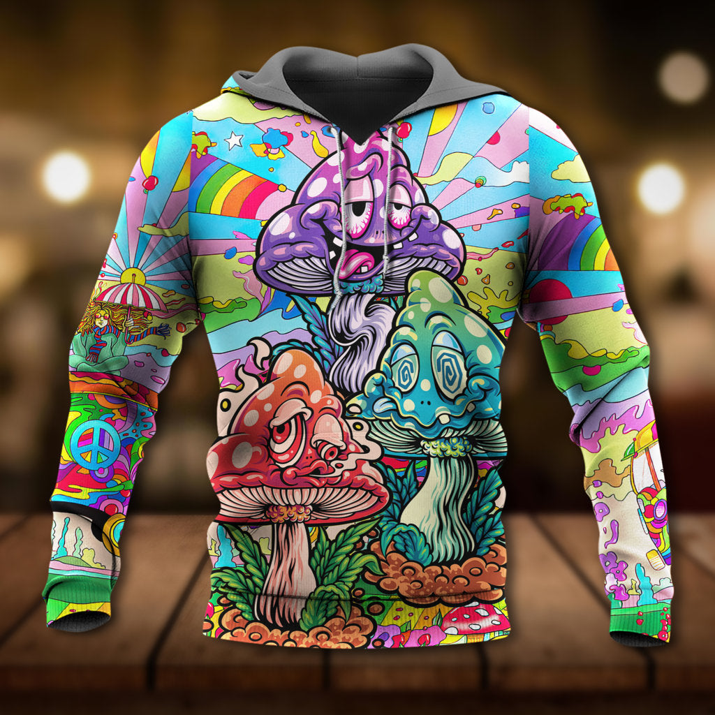 Hippie Mushroom Happy Life - 3D Hoodie