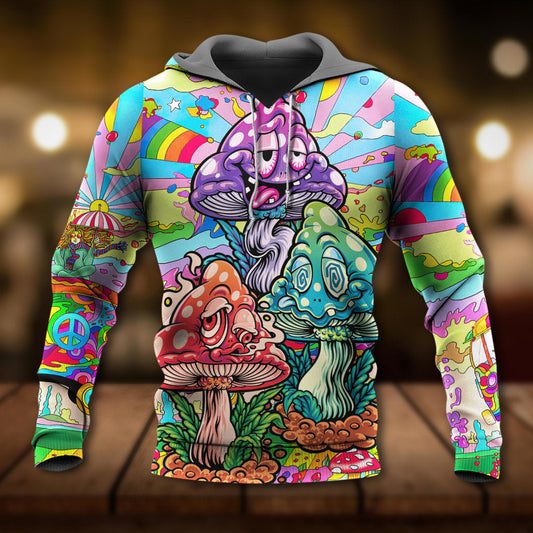 Hippie Mushroom Happy Life - 3D Hoodie