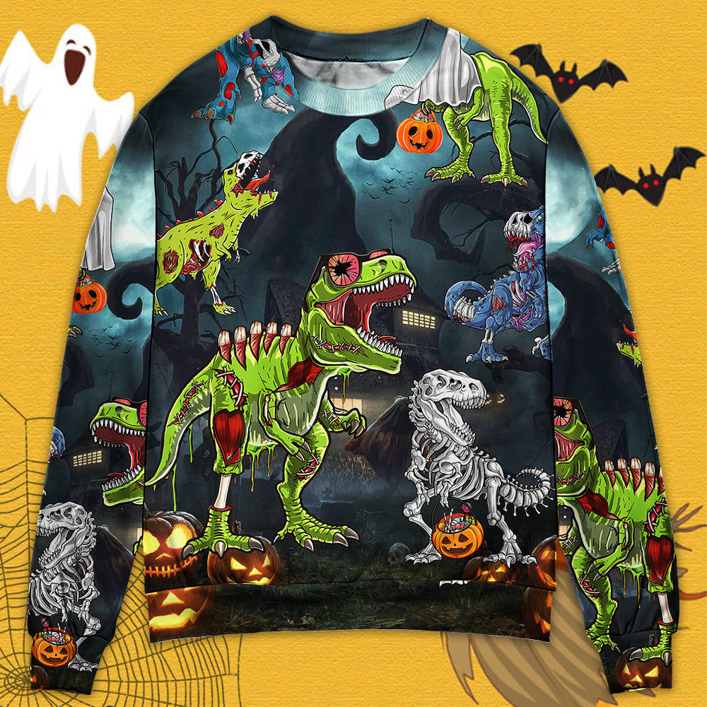 Halloween Dinosaur Fantasy Night Art – Sweater - Ugly Christmas Sweater