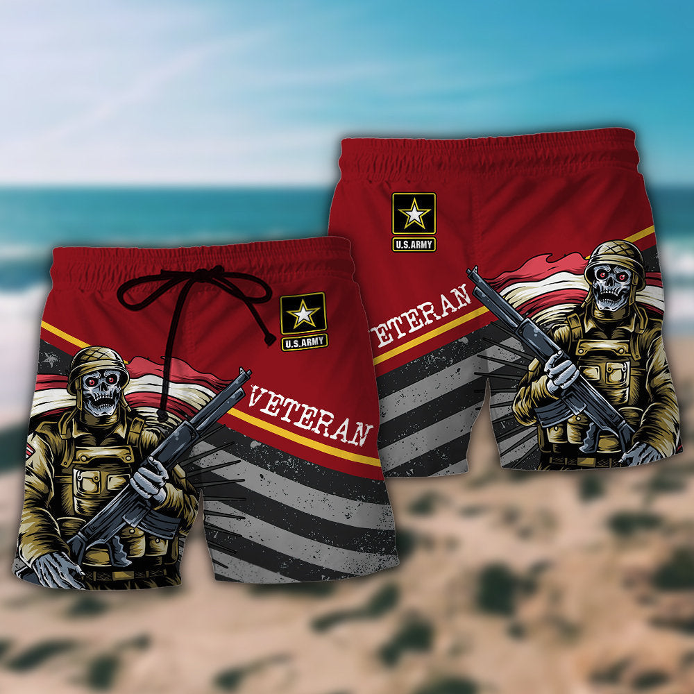Veteran U.S Army I Am A Grumpy Veteran - Beach Short - BEAS02LIN070622 - Owls Matrix LTD