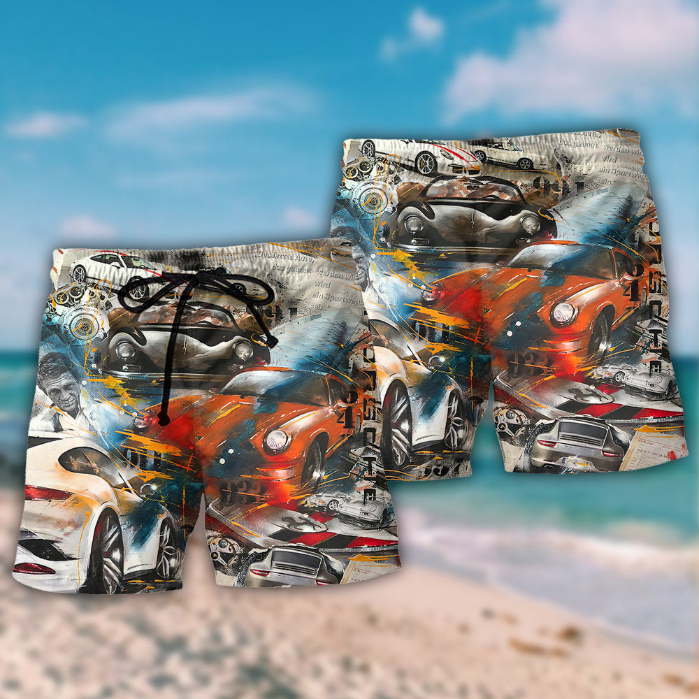 Car Racing Leading The Race - Beach Short - Owls Matrix LTD