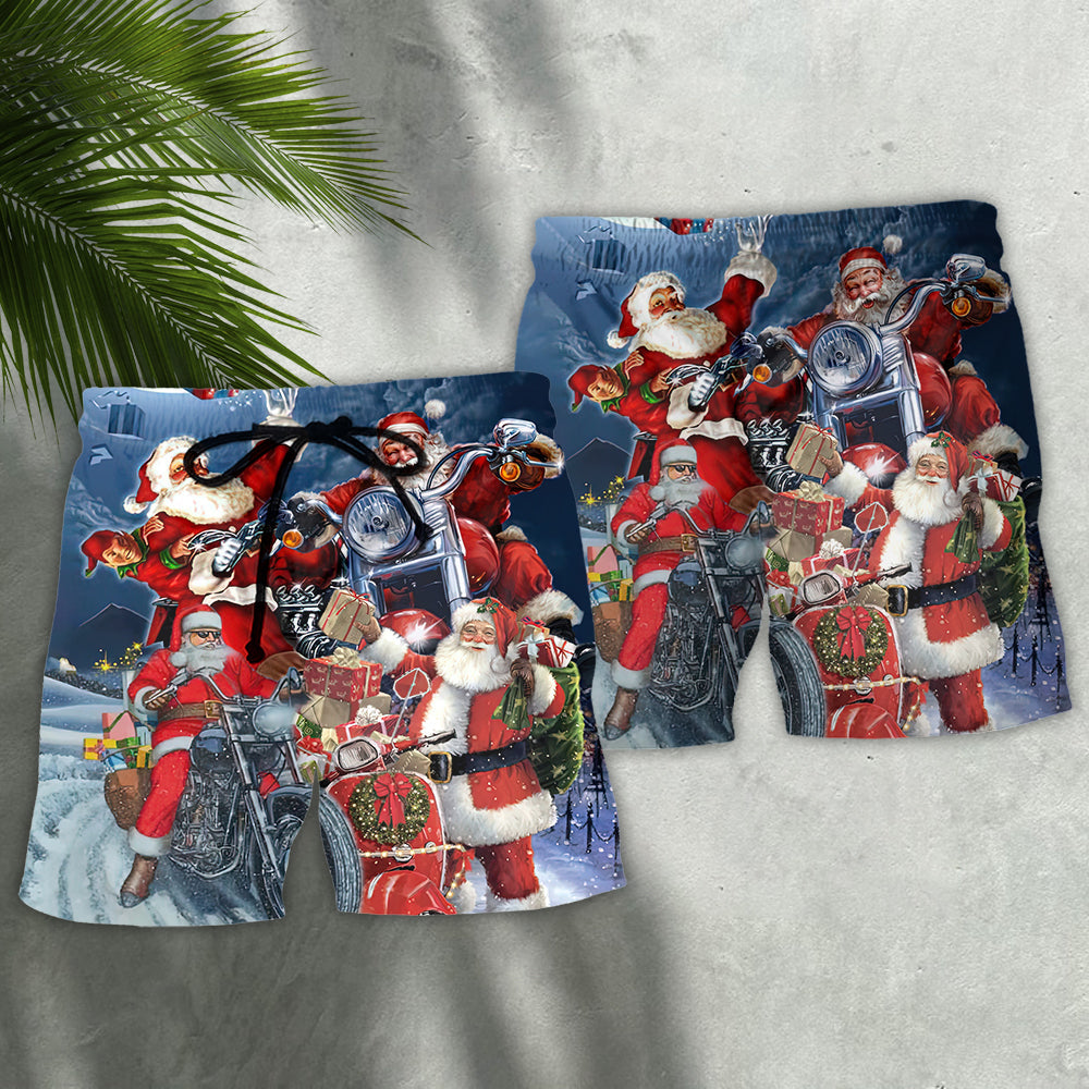 Christmas Santa Motorcycle Humor – Beach Short