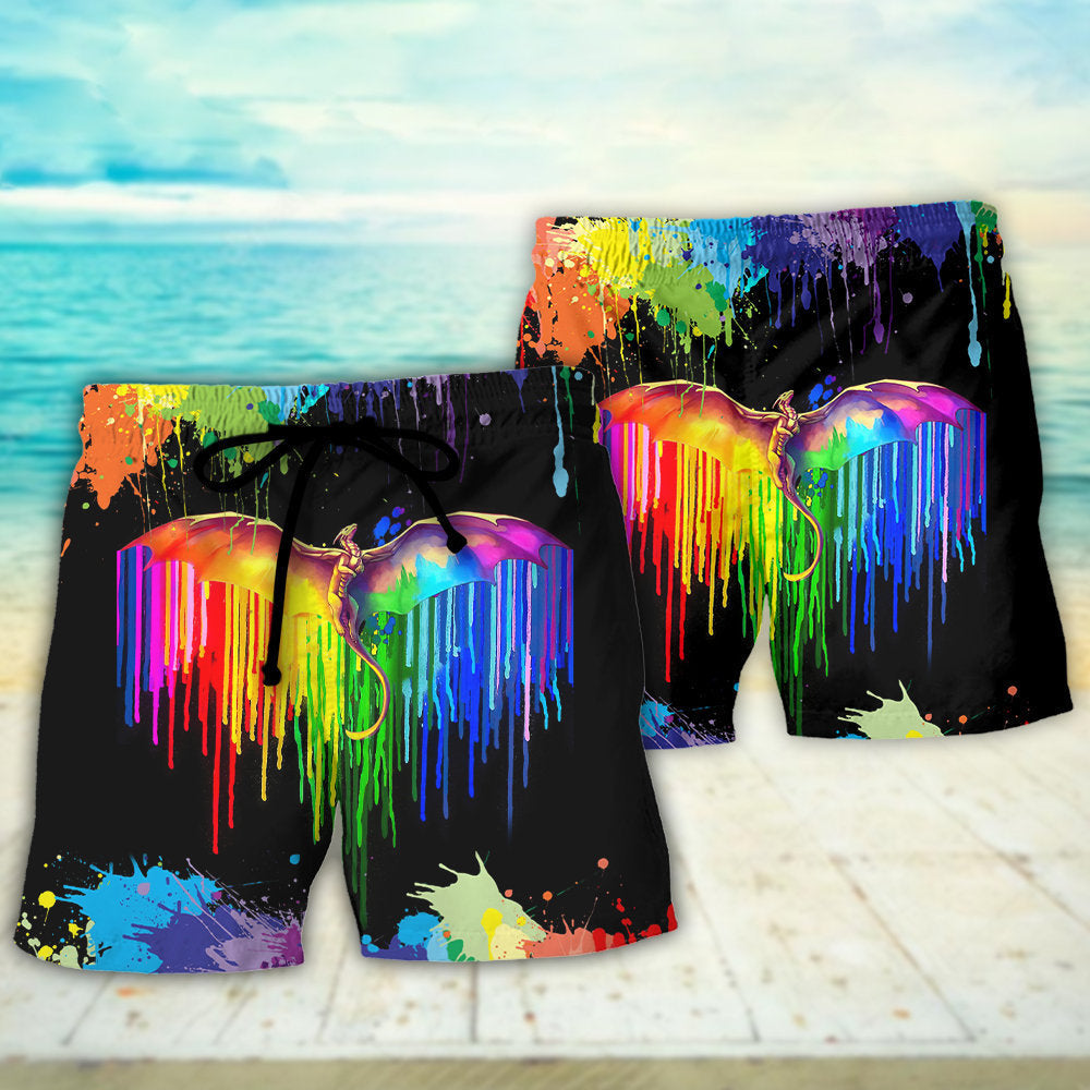 LGBT Pride Dragon The Color Of Happiness - Beach Short - Owls Matrix LTD