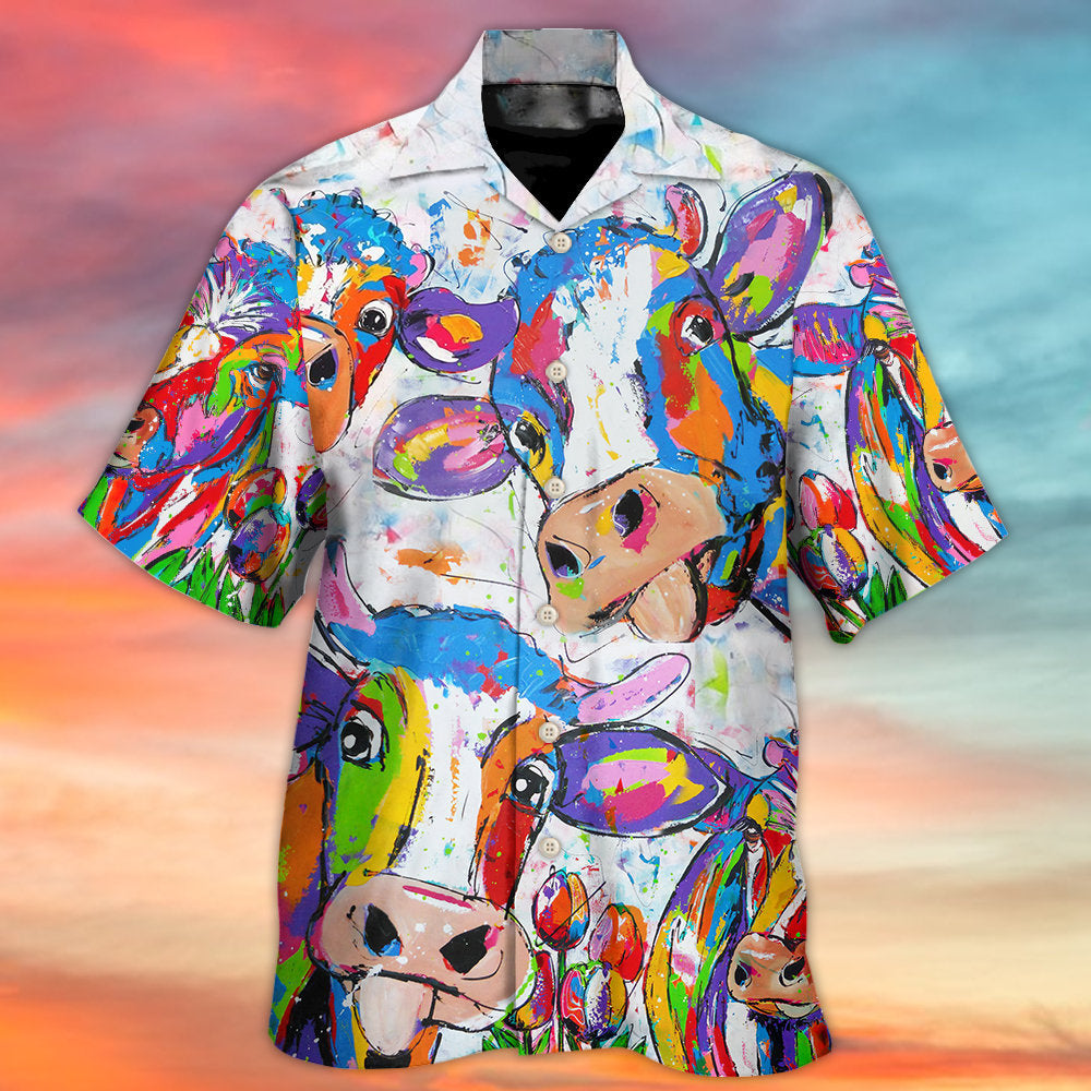 Funny Cow Colorful Farm Art – Hawaiian Shirt