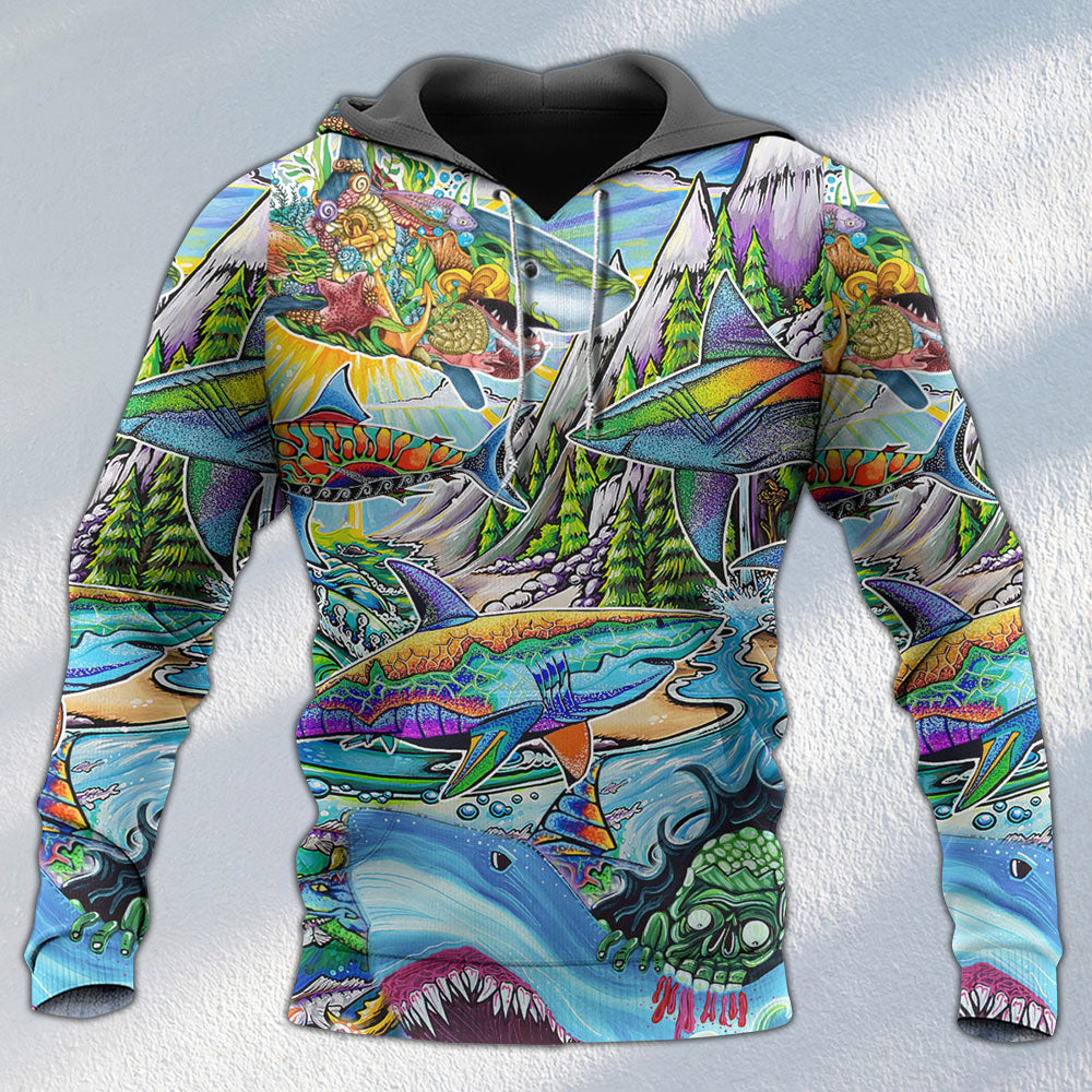 Hippie Shark Colorful Peace - 3D Hoodie