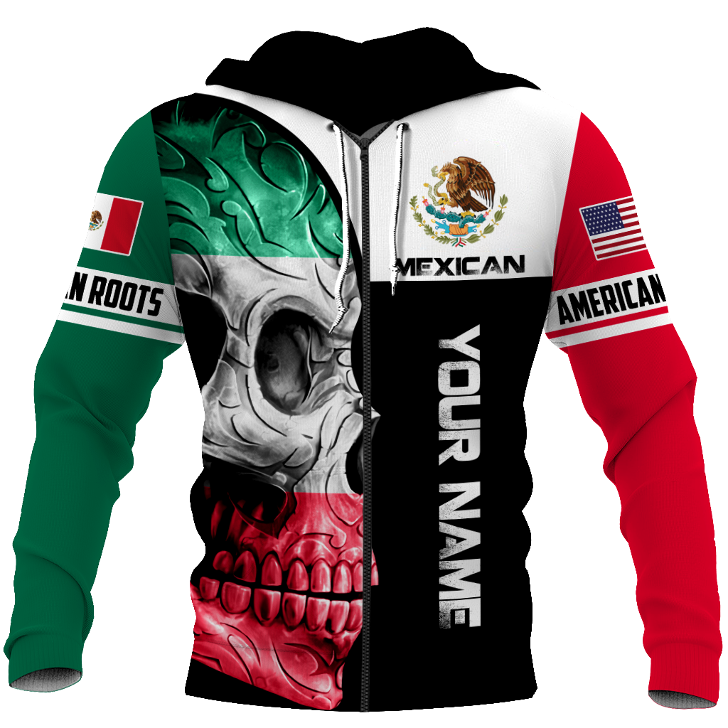 Mexican Skull American Roots Art - 3D Hoodie