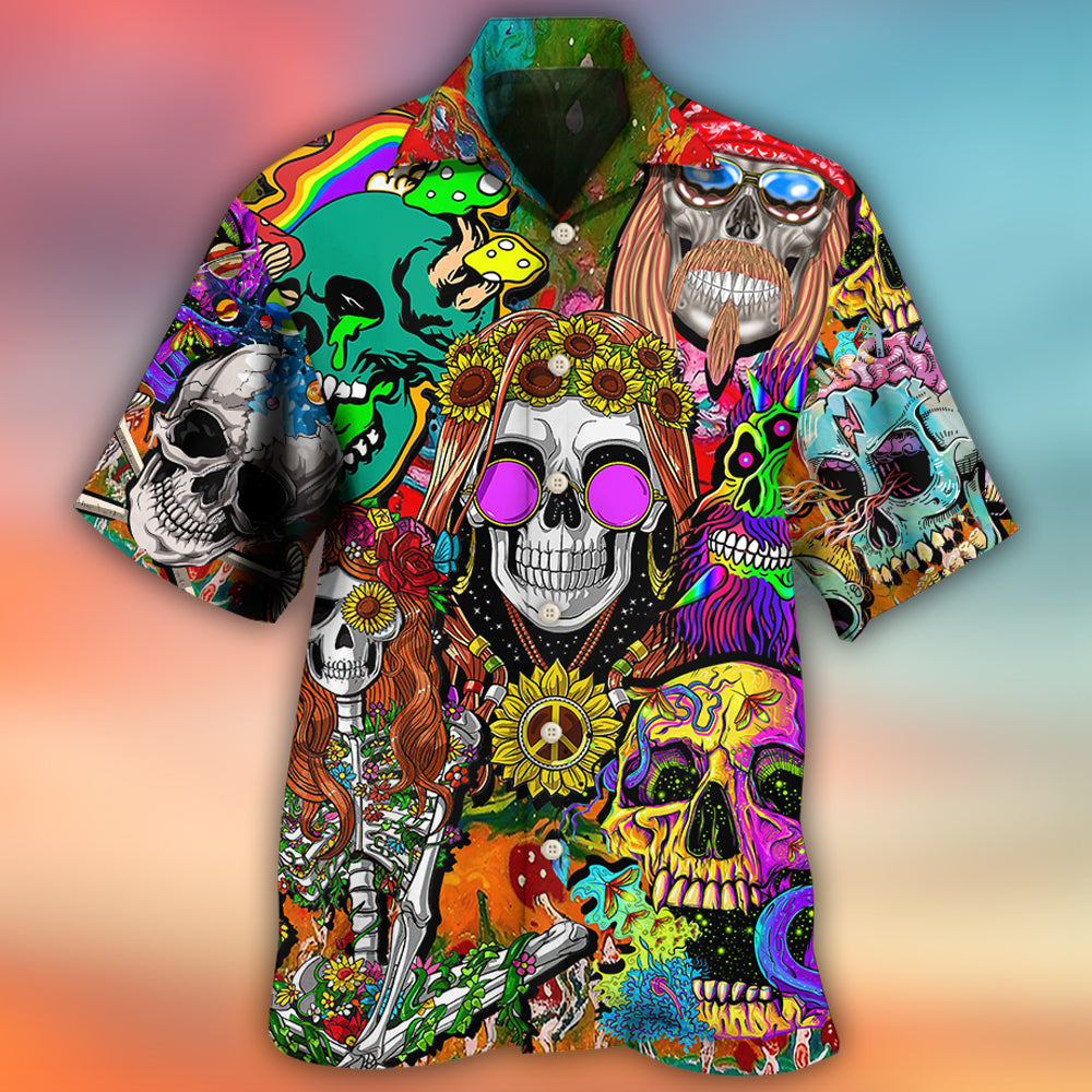 Colorful Hippie Skull Psychedelic - Hawaiian Shirt