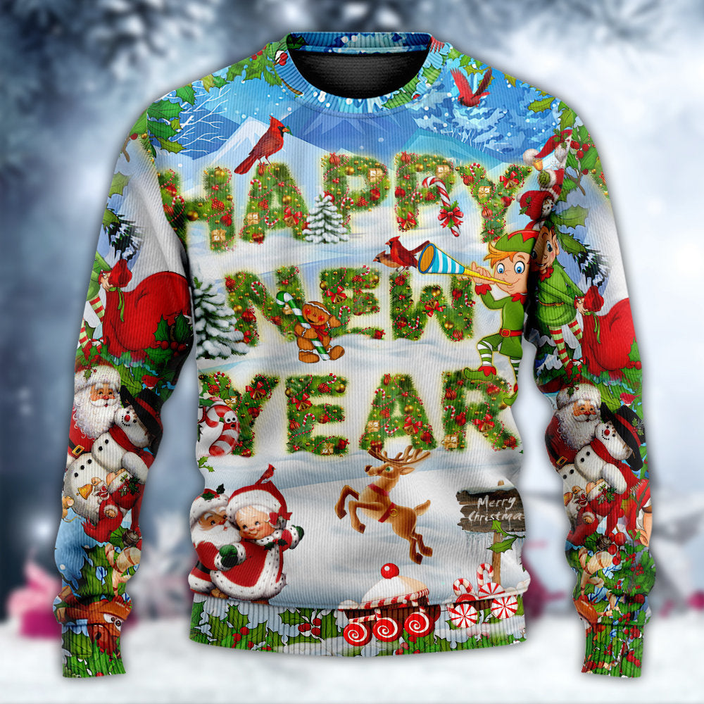 Christmas Happy New Year Snow – Sweater - Ugly Christmas Sweater