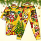 Christmas Funny Snowman Happy Christmas Tree Yellow Light - Pajamas Short Sleeve - Owls Matrix LTD