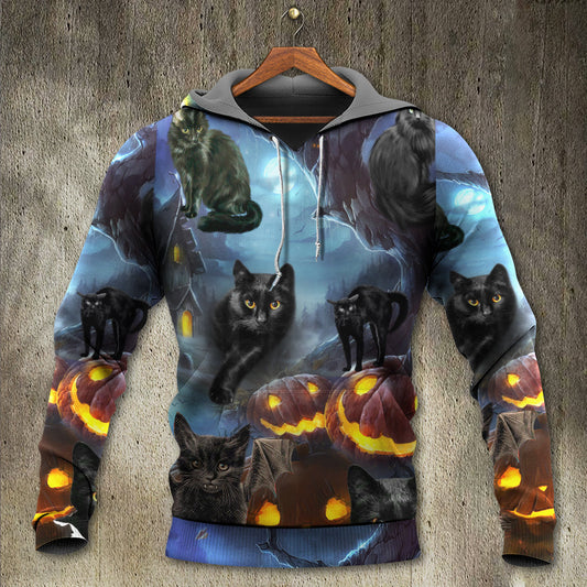 Halloween Black Cat Dark Night - 3D Hoodie