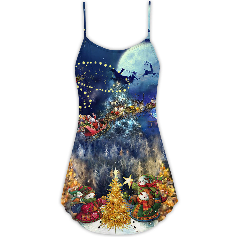 Christmas Family In Love - V-neck Sleeveless Cami Dress - Owls Matrix LTD