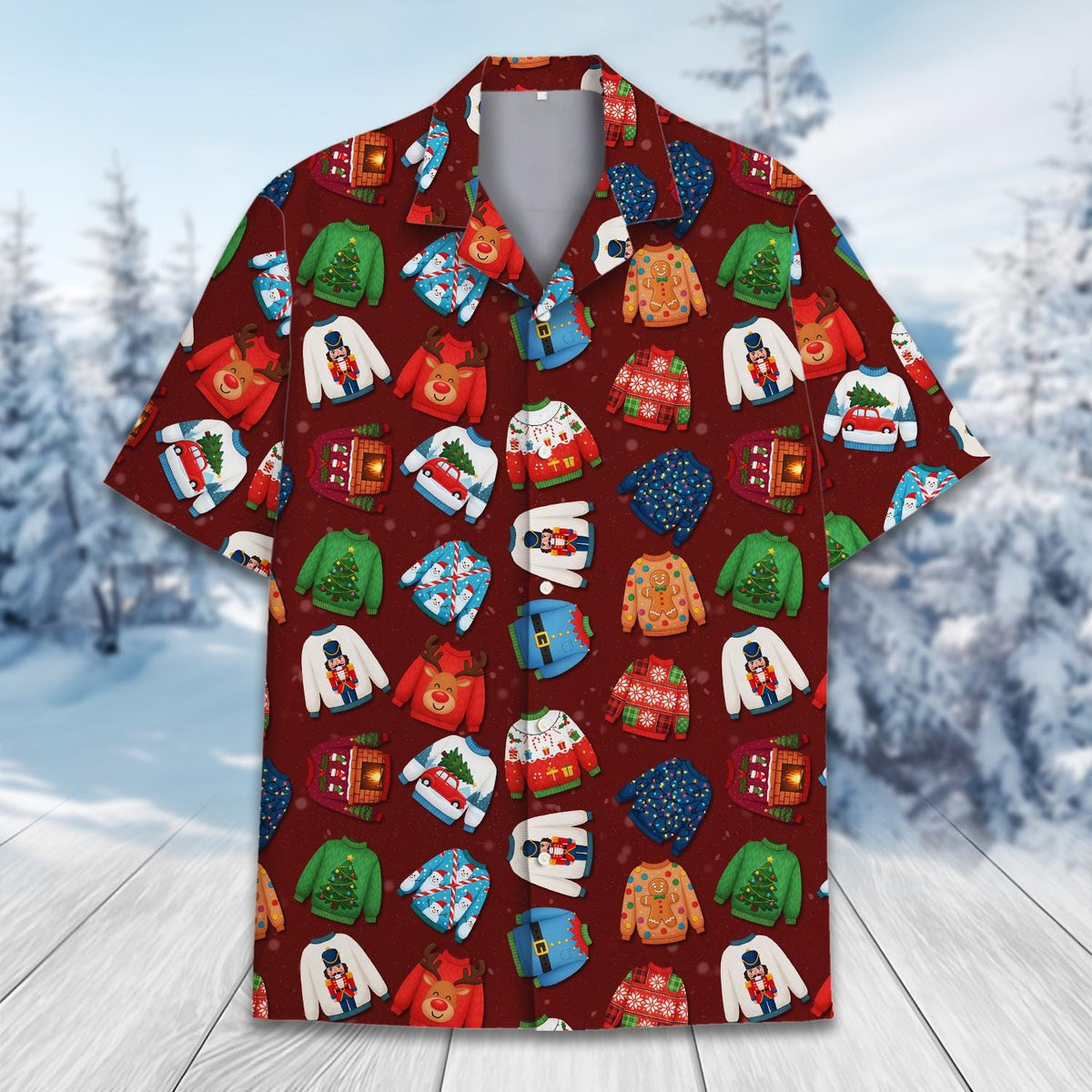 Funny Christmas Ugly Sweater Print Festive Holiday – Hawaiian Shirt